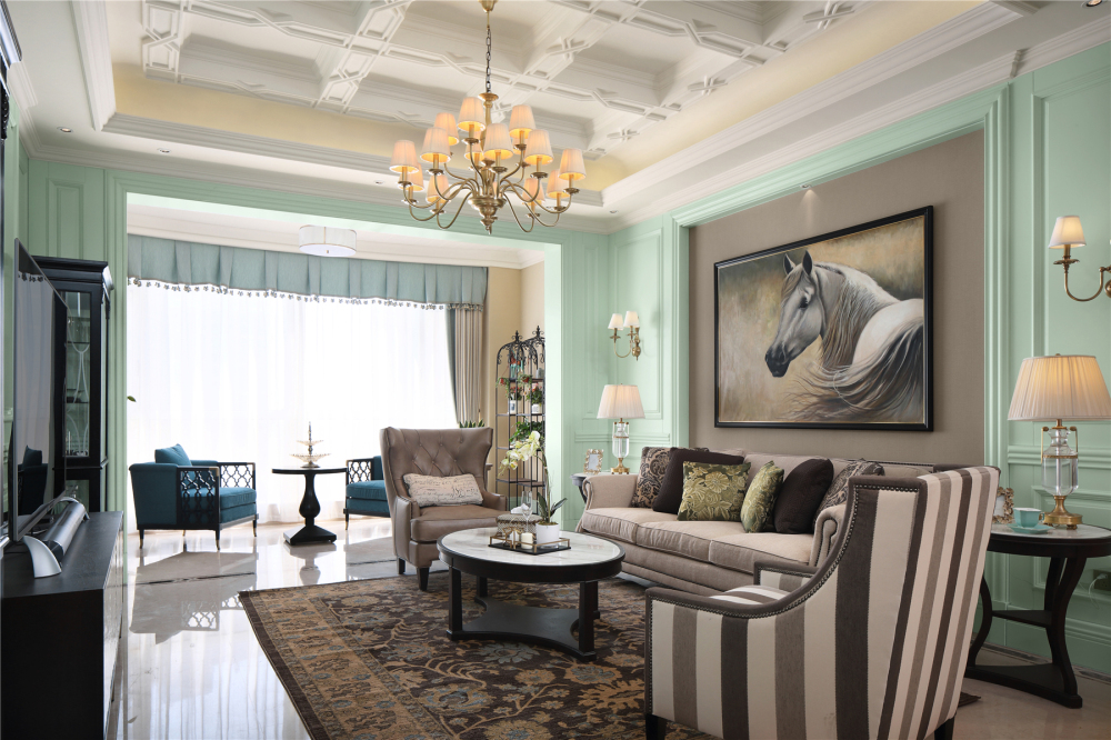 美式风格室内家装案例效果图-客厅 美式风格室内家装案例效果图-客厅
