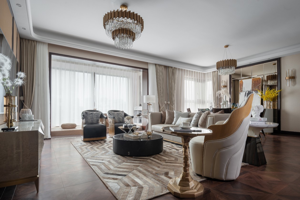 欧式轻奢风格家装设计室内装修效果图-客厅 欧式轻奢风格家装设计室内装修效果图-客厅