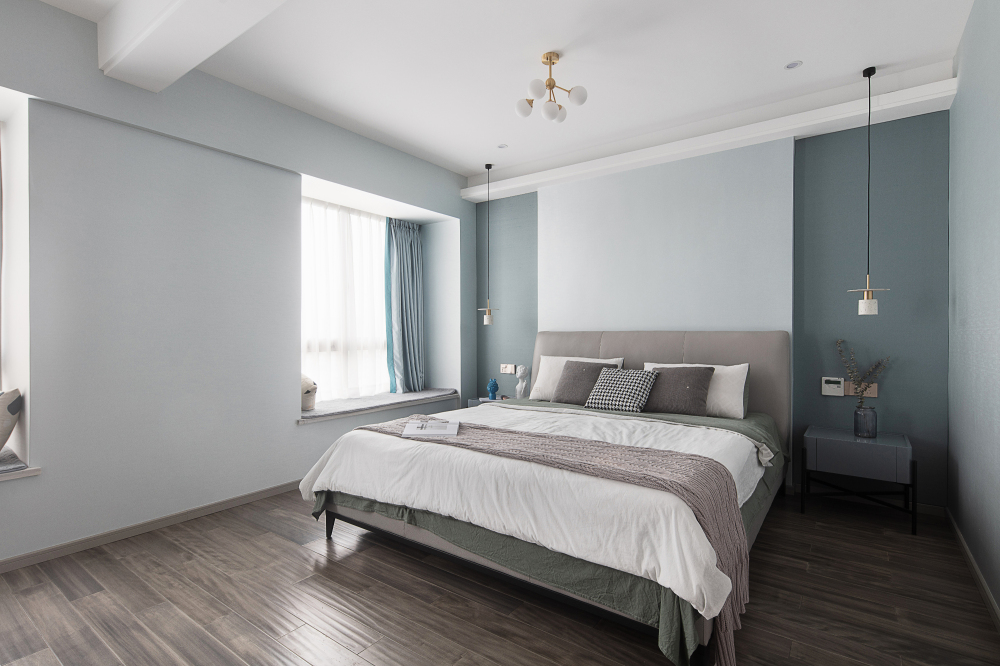 北欧莫兰迪风格室内设计家装案例-主卧 北欧莫兰迪风格室内设计家装案例-主卧