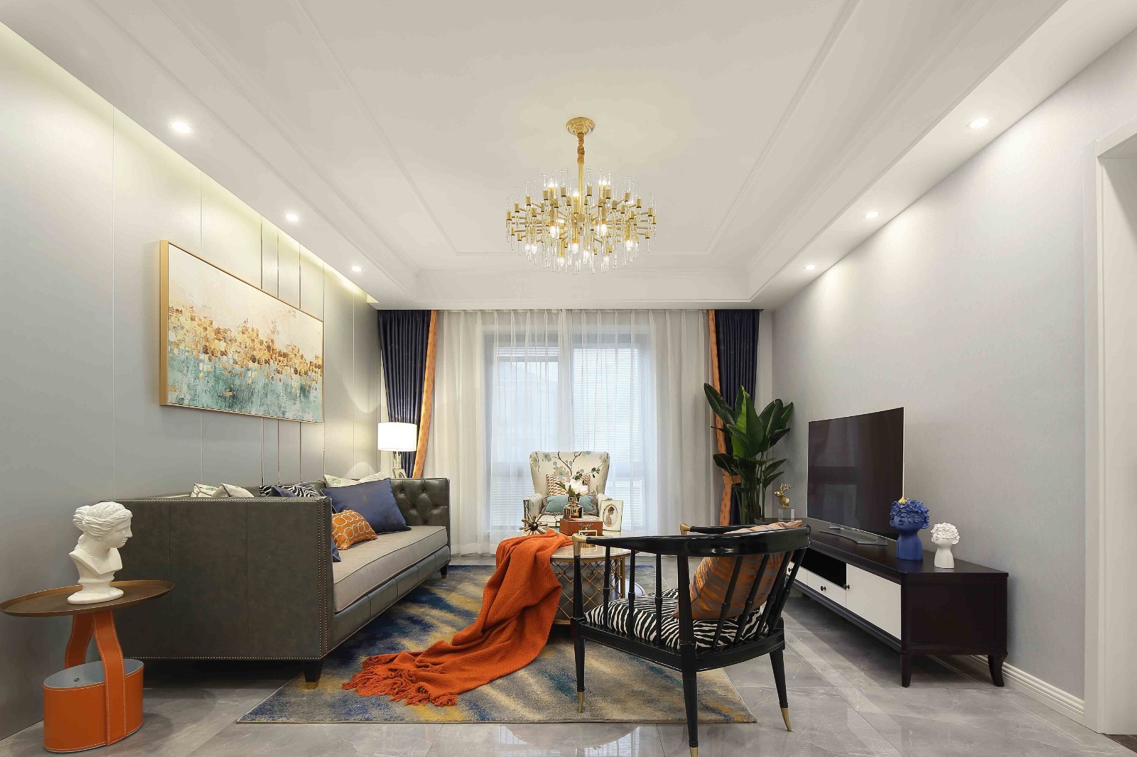 美式轻奢风格家装设计室内装修效果图-客厅 美式轻奢风格家装设计室内装修效果图-客厅