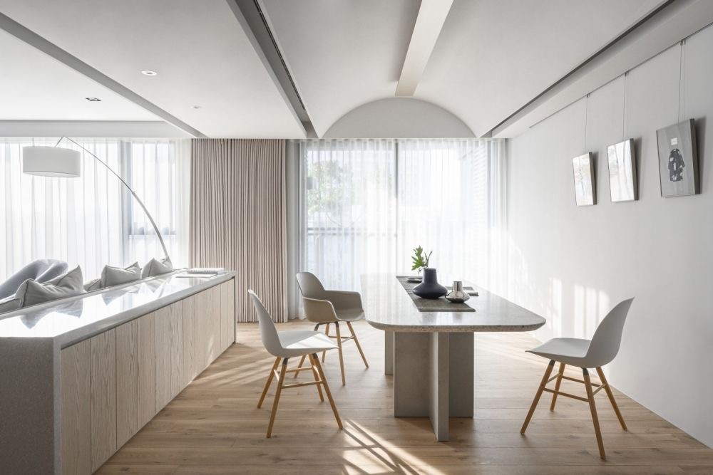 原木米白简约风格室内家装案例效果图-餐厅 原木米白简约风格室内家装案例效果图-餐厅