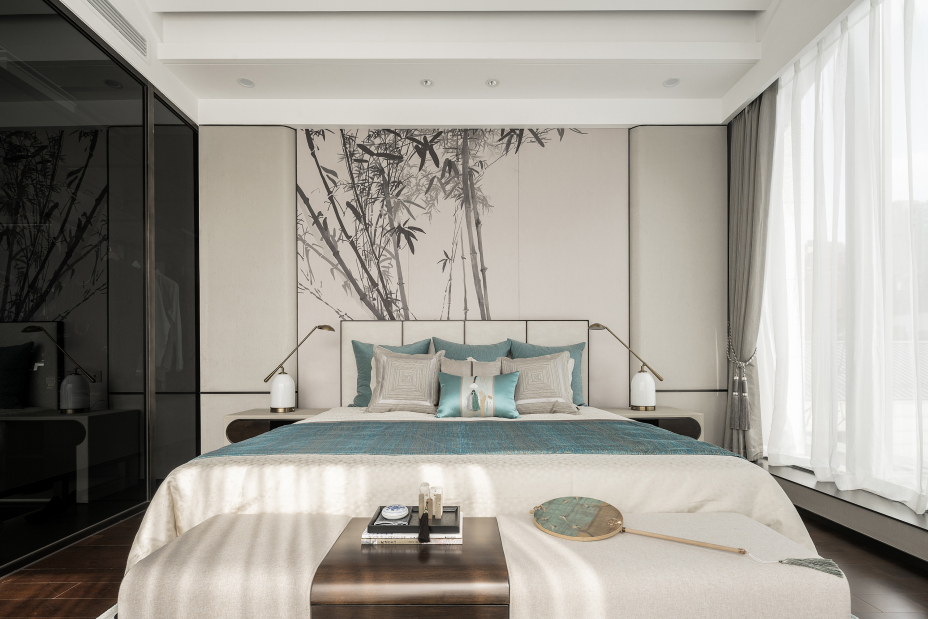 新中式风格别墅家装案例效果图-卧室 新中式风格别墅家装案例效果图-卧室