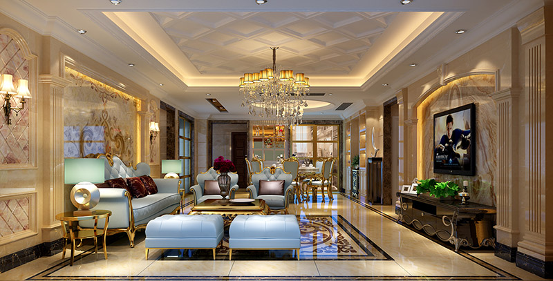黄岐长信御景峰四居186平米欧式风格室内装修案例-客厅 黄岐长信御景峰四居186平米欧式风格室内装修案例-客厅