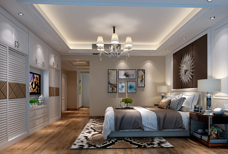 珠江半岛花园四居215平米现代简约风格室内装修案例-卧室 珠江半岛花园四居215平米现代简约风格室内装修案例-卧室