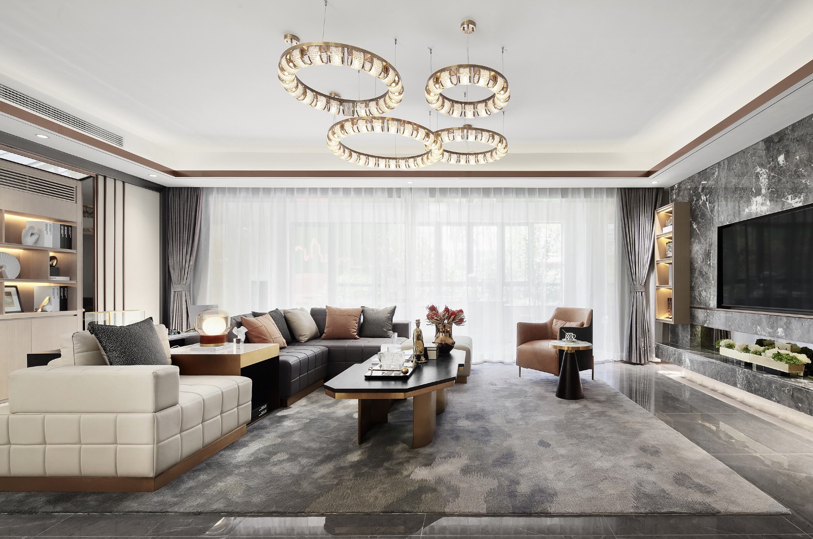 港式轻奢风格室内设计家装案例-客厅 港式轻奢风格室内设计家装案例-客厅