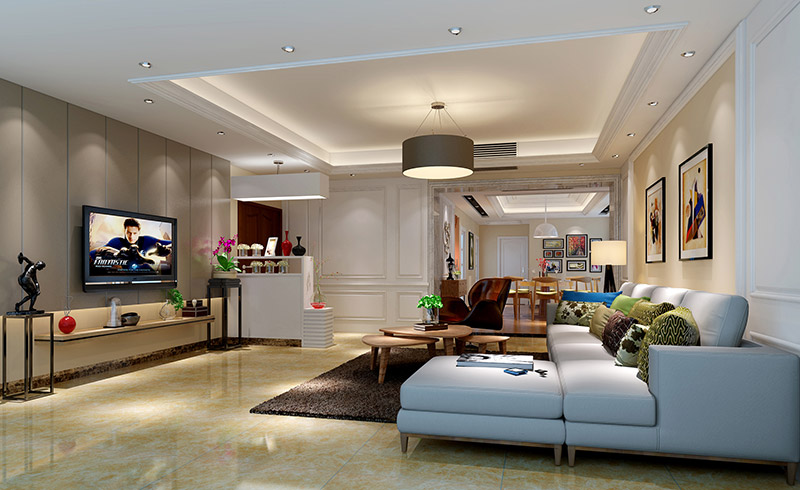 珠江半岛花园四居215平米现代简约风格室内装修案例-客厅 珠江半岛花园四居215平米现代简约风格室内装修案例-客厅