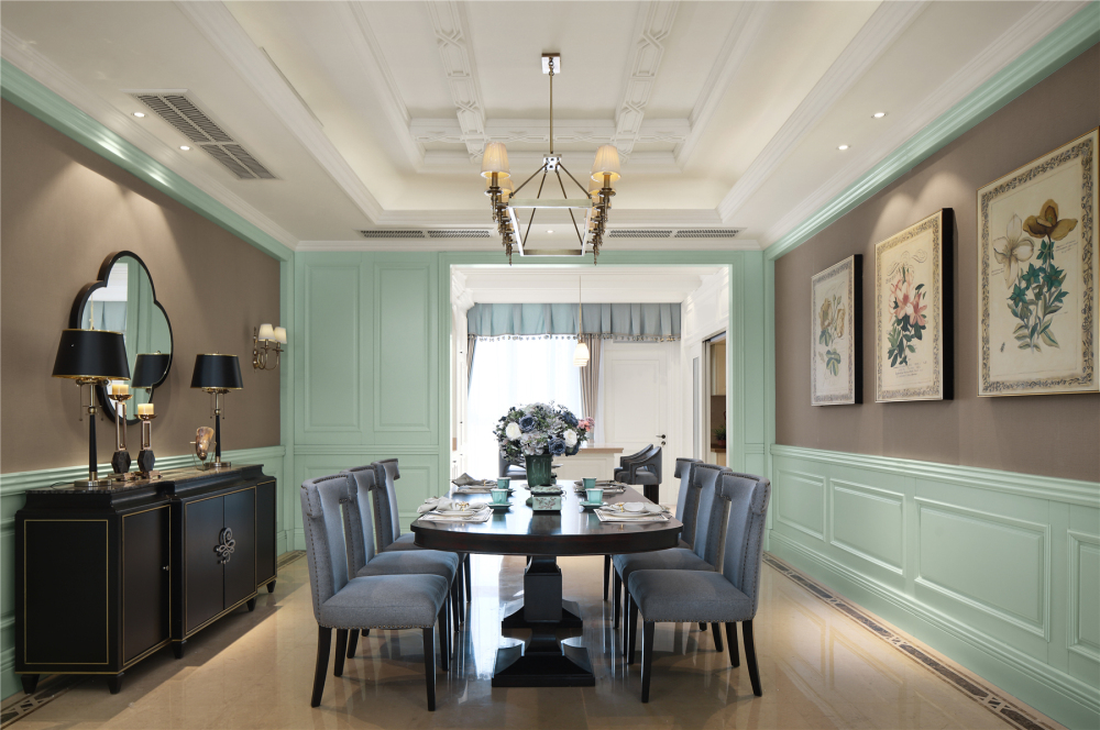 美式风格室内家装案例效果图-餐厅 美式风格室内家装案例效果图-餐厅