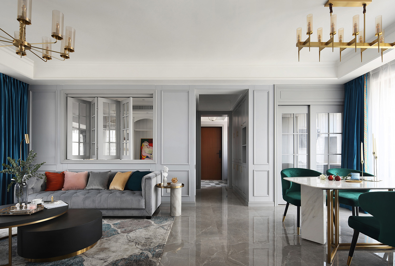 美式简约风格室内家装案例效果图-餐厅 美式简约风格室内家装案例效果图-餐厅