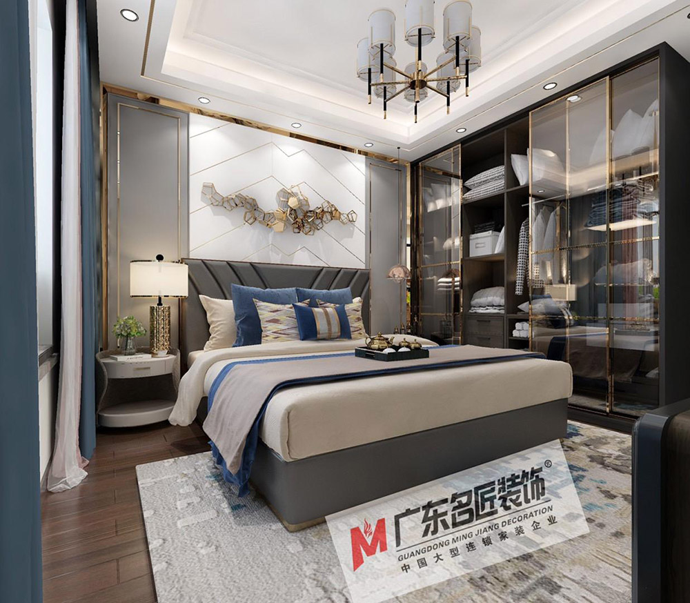 高级灰轻奢风格别墅装修效果图-九岭天下别墅300平米-卧室 高级灰轻奢风格别墅装修效果图-九岭天下别墅300平米-卧室