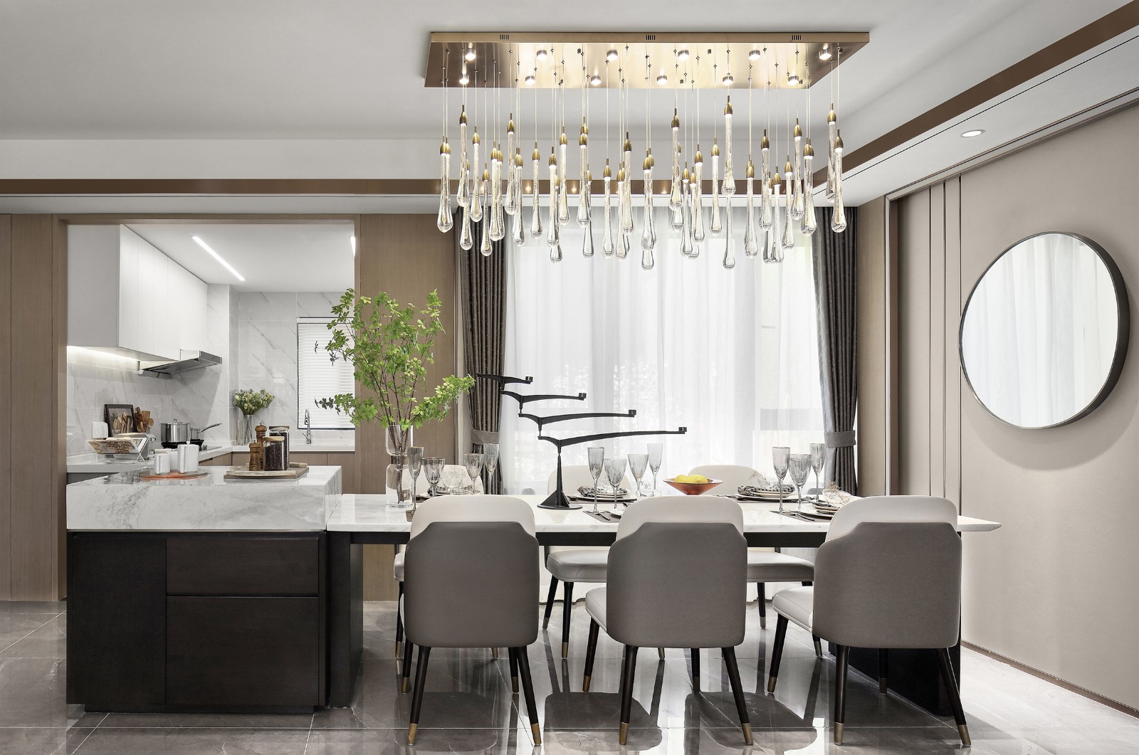 港式轻奢风格室内设计家装案例-餐厅 港式轻奢风格室内设计家装案例-餐厅